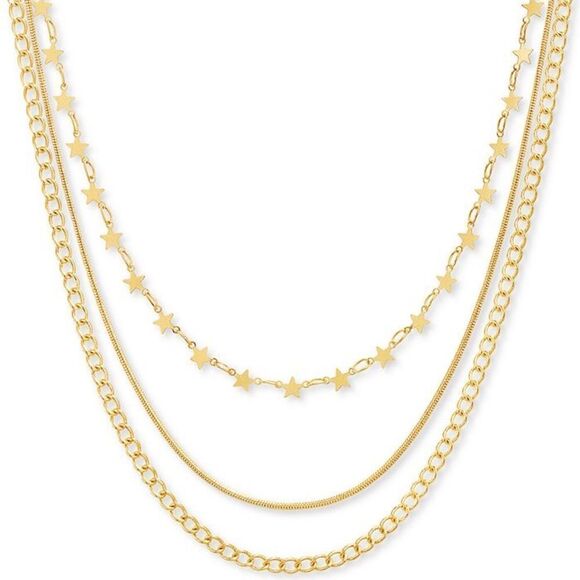 Steve Madden Gold-Tone Star, Snake & Curb Chain Layered Necklace NWT - Picture 1 of 3